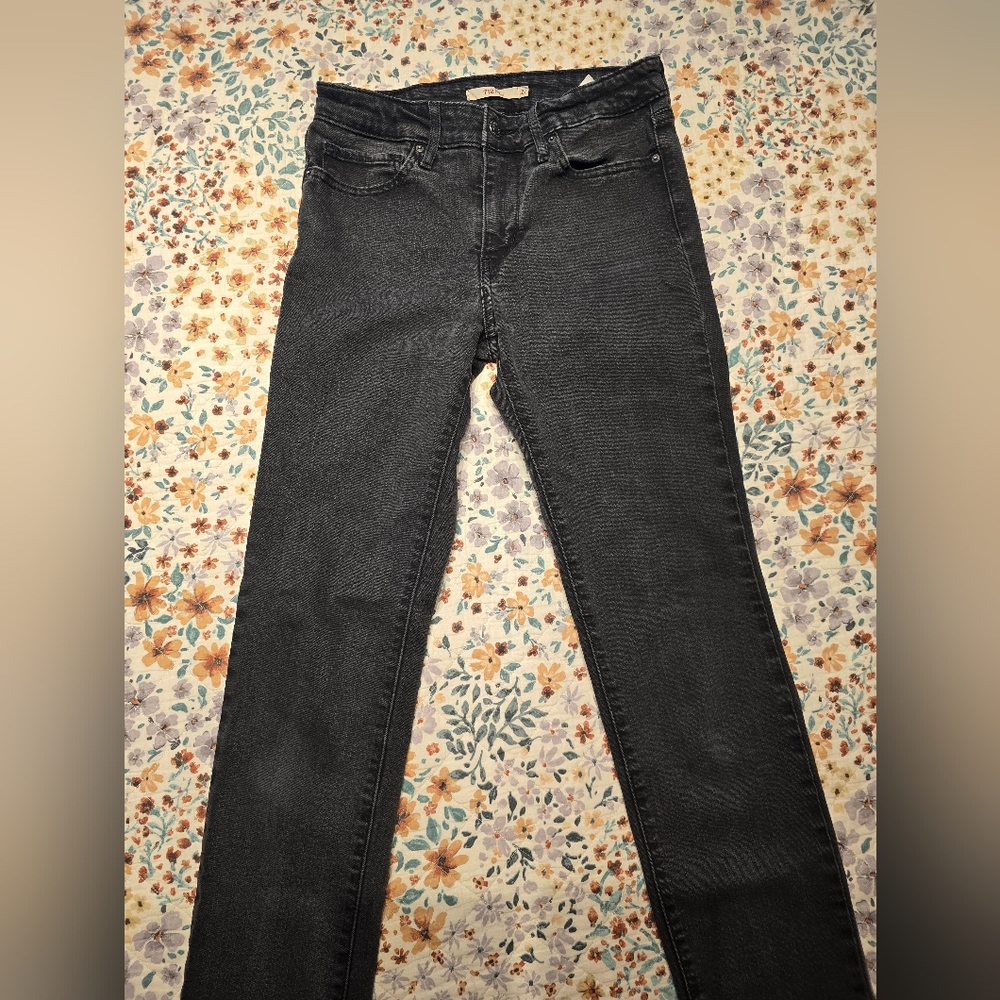 Levi's black 712 slim fit straight jeans